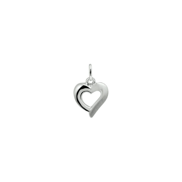 hanger hart poli/mat zilver gerhodineerd