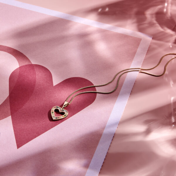 hanger hart regenboog zirkonia 14K geelgoud - Afbeelding 5