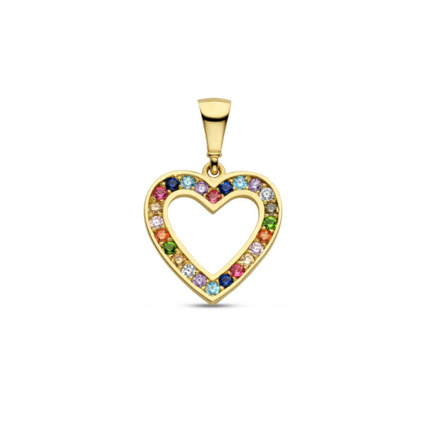 hanger hart regenboog zirkonia 14K geelgoud