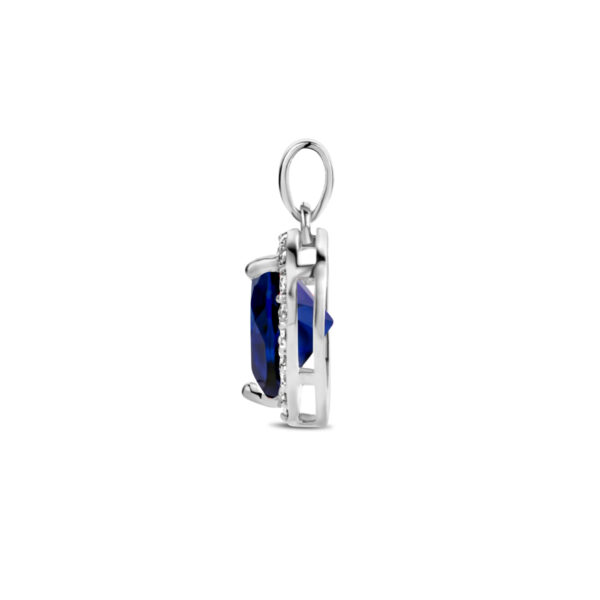 hanger hart synth. saffier en zirkonia halo zilver gerhodineerd - Afbeelding 3