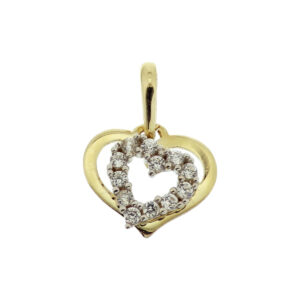 hanger hart zirkonia 14K bicolor goud geel/wit