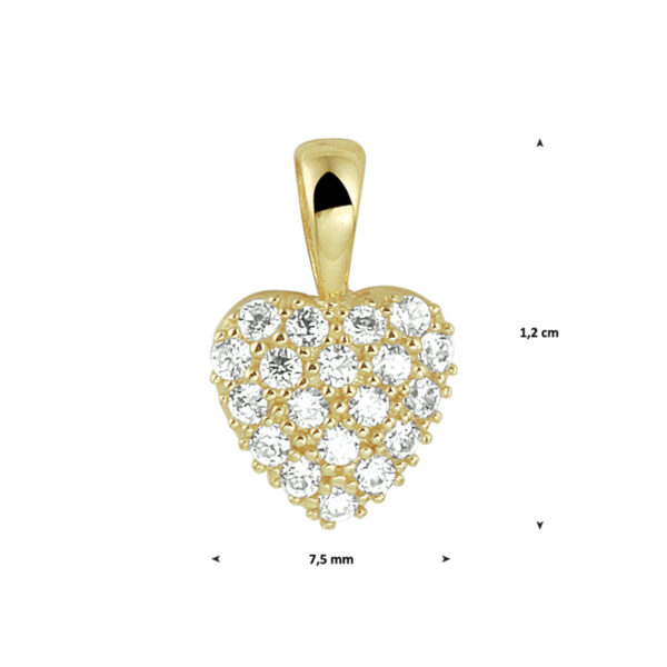 hanger hart zirkonia 14K geelgoud - Afbeelding 2