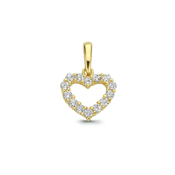 hanger hart zirkonia 14K geelgoud