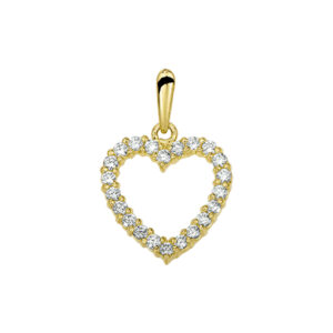 hanger hart zirkonia 14K geelgoud
