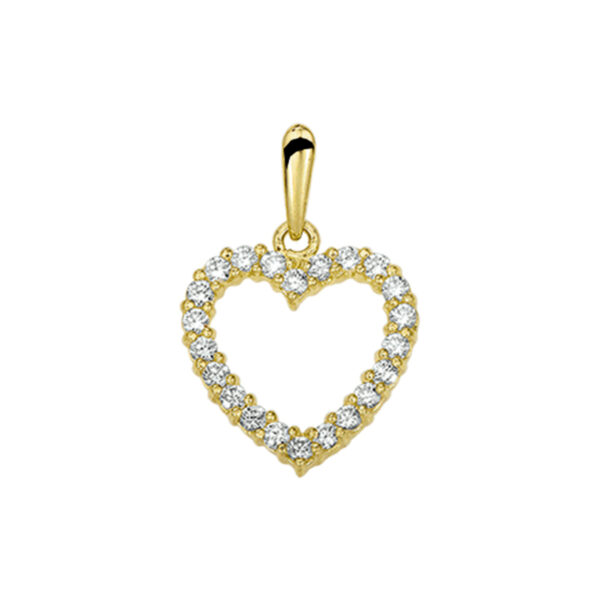 hanger hart zirkonia 14K geelgoud