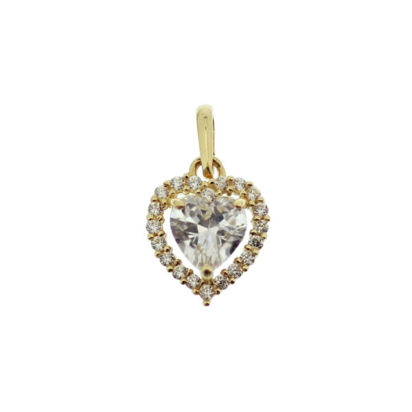 hanger hart zirkonia 14K geelgoud