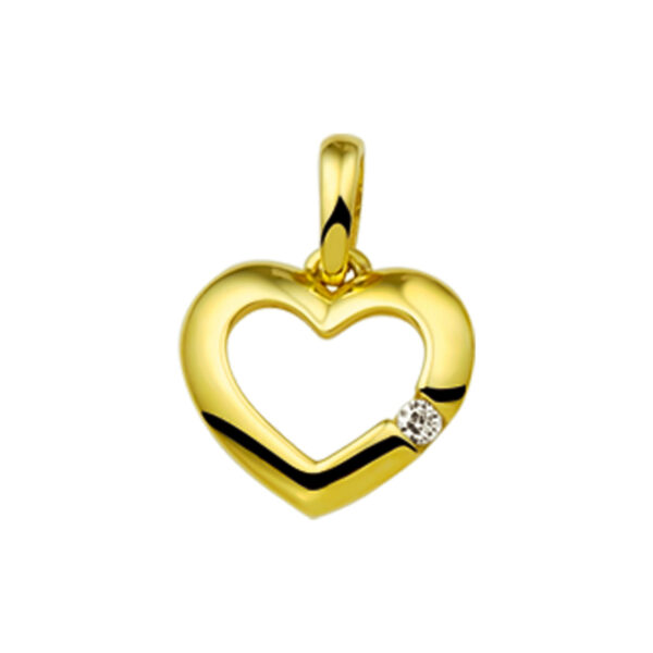 hanger hart zirkonia 14K geelgoud