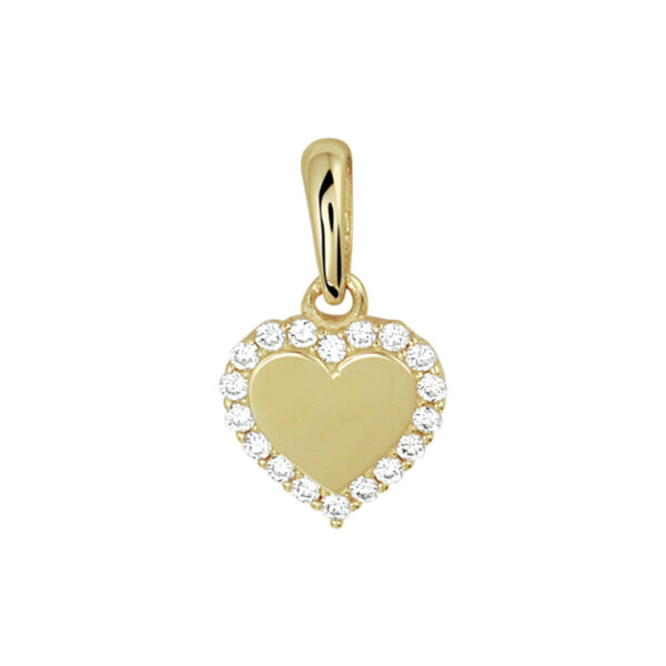 hanger hart zirkonia 14K geelgoud