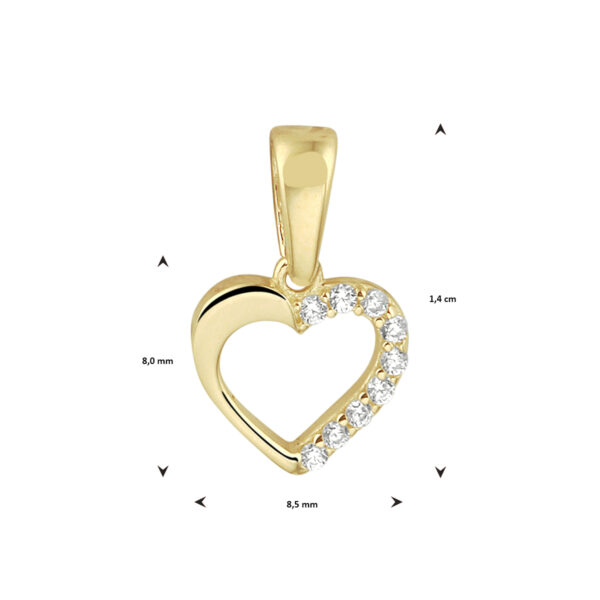 hanger hart zirkonia 14K geelgoud - Afbeelding 3