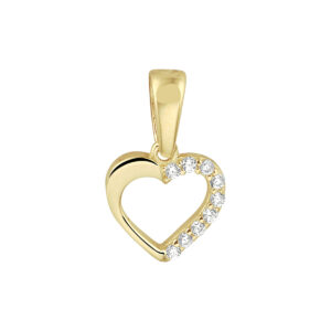 hanger hart zirkonia 14K geelgoud