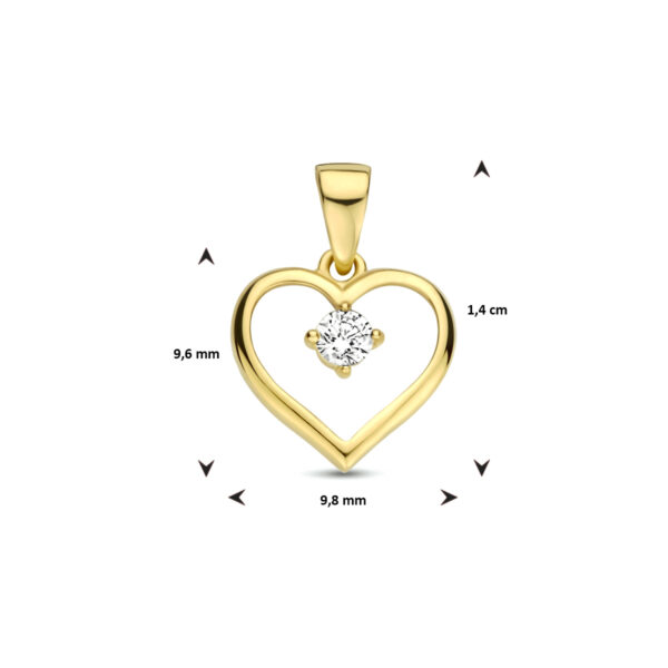 hanger hart zirkonia 14K geelgoud - Afbeelding 4
