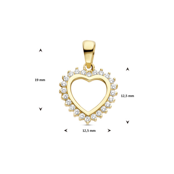 hanger hart zirkonia 14K geelgoud - Afbeelding 4