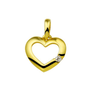 hanger hart zirkonia 14K geelgoud