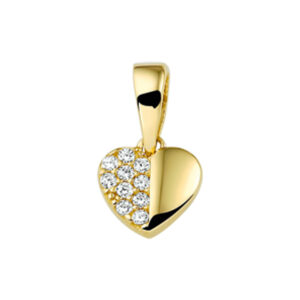 hanger hart zirkonia 14K geelgoud