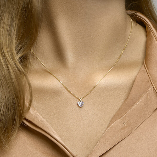 hanger hart zirkonia bicolor gestift 14K geelgoud - Afbeelding 2
