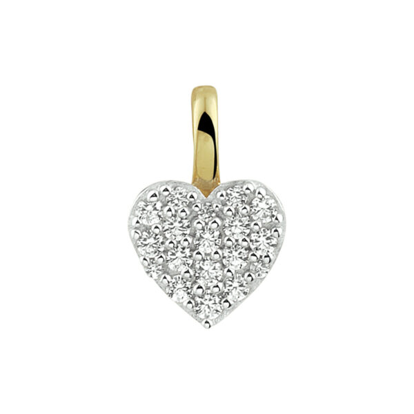 hanger hart zirkonia bicolor gestift 14K geelgoud