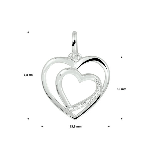 hanger hart zirkonia zilver gerhodineerd - Afbeelding 2