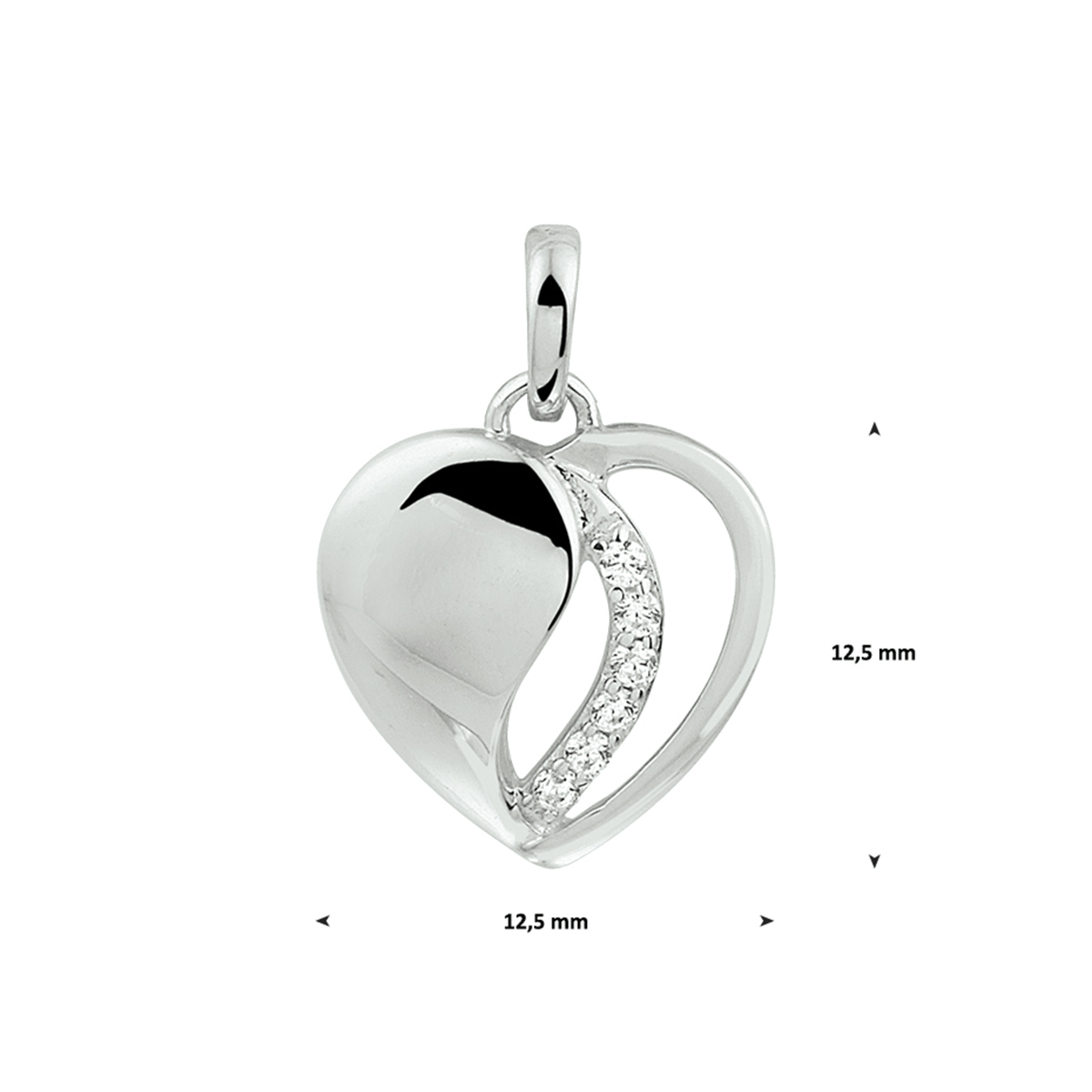 hanger hart zirkonia zilver gerhodineerd - Afbeelding 2