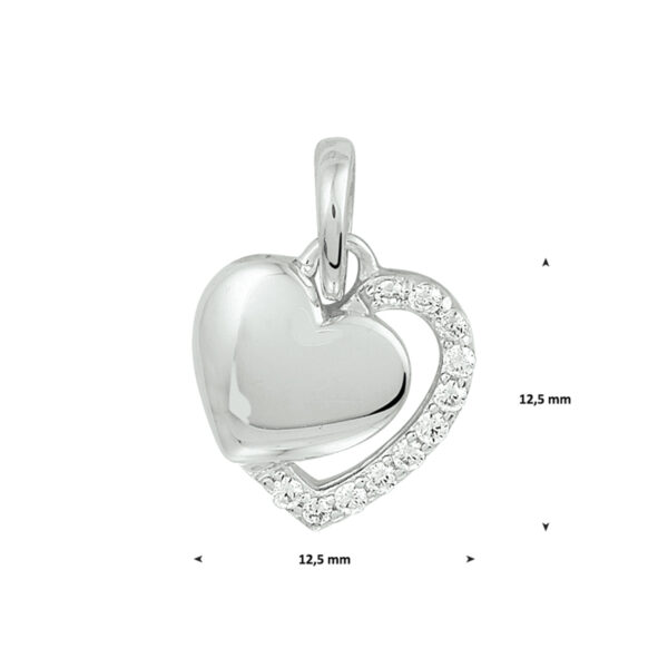 hanger hart zirkonia zilver gerhodineerd - Afbeelding 2