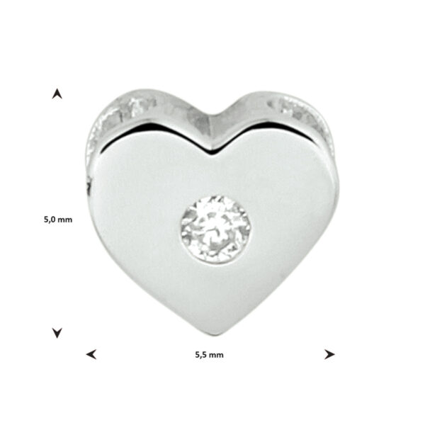hanger hart zirkonia zilver gerhodineerd - Afbeelding 2