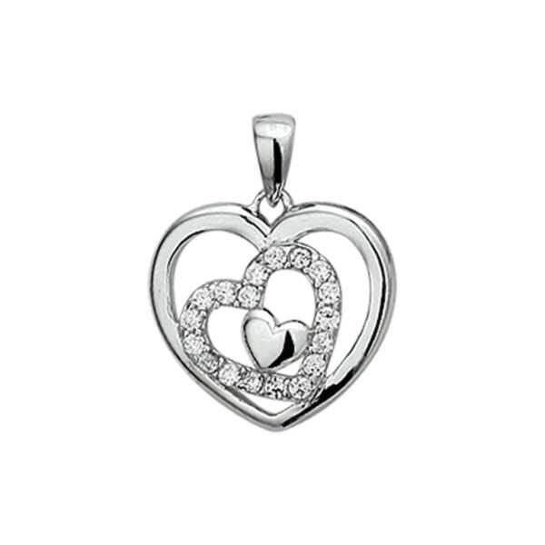 hanger hart zirkonia zilver gerhodineerd