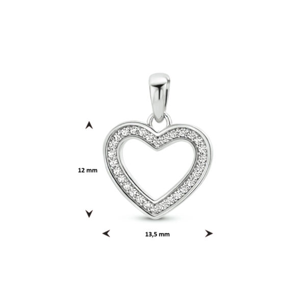 hanger hart zirkonia zilver gerhodineerd - Afbeelding 4