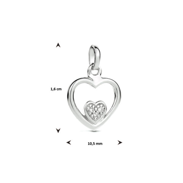 hanger hart zirkonia zilver gerhodineerd - Afbeelding 4