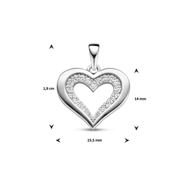 hanger hart zirkonia zilver gerhodineerd - Afbeelding 4