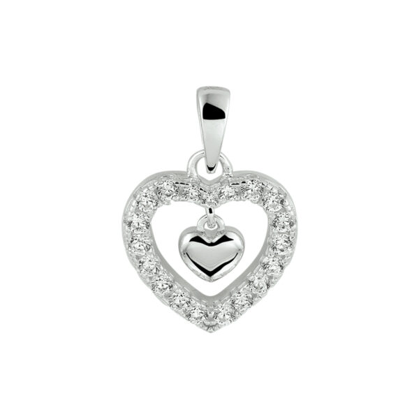 hanger hart zirkonia zilver gerhodineerd