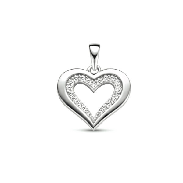 hanger hart zirkonia zilver gerhodineerd