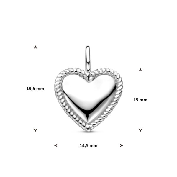hanger hartje 19,5 mm zilver gerhodineerd - Afbeelding 4