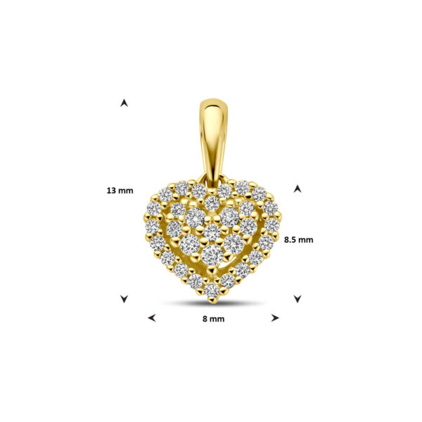 hanger hartje diamant 0.15ct h si 14K geelgoud - Afbeelding 4