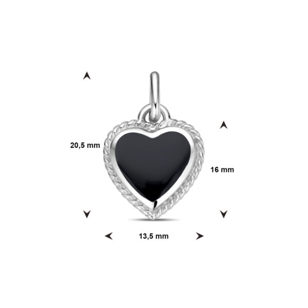 hanger hartje onyx zilver gerhodineerd - Afbeelding 4