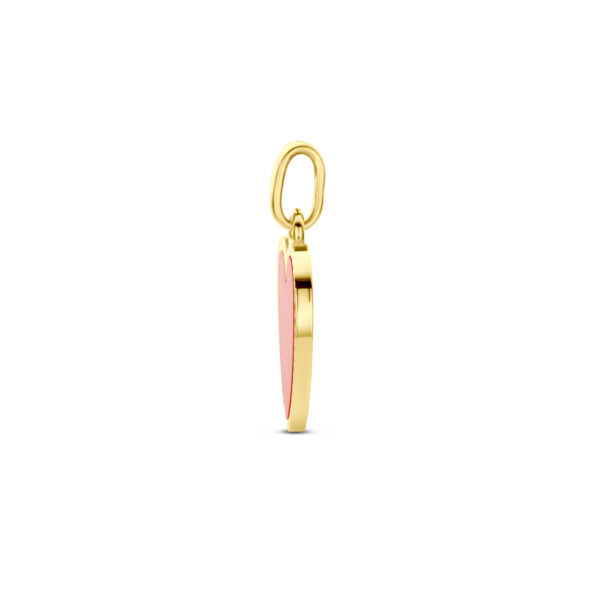 hanger hartje rode epoxy 14K geelgoud - Afbeelding 3