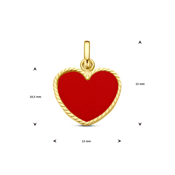 hanger hartje rode epoxy 14K geelgoud - Afbeelding 4