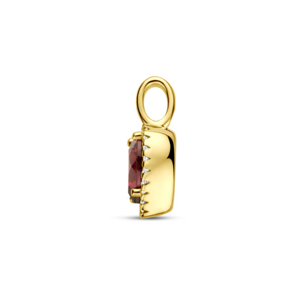 hanger hartje roze rhodoliet en diamant 0.06ct h si 13 mm 14K geelgoud - Afbeelding 3
