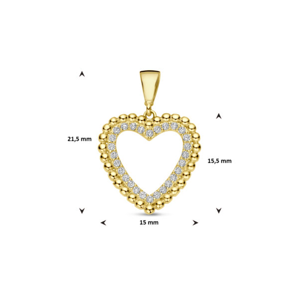 hanger hartje zirkonia 14K geelgoud - Afbeelding 4