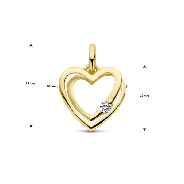 hanger hartje zirkonia 14K geelgoud - Afbeelding 4