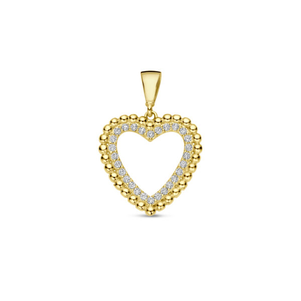 hanger hartje zirkonia 14K geelgoud