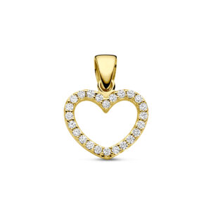 hanger hartje zirkonia 15 mm 14K geelgoud