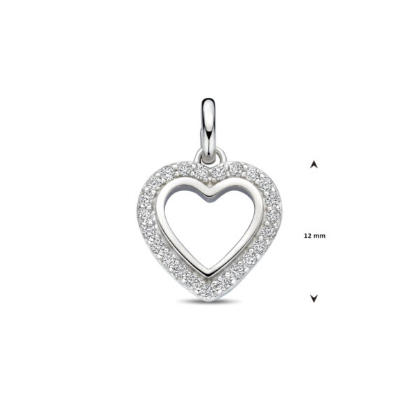 hanger hartje zirkonia 17,5 mm zilver gerhodineerd - Afbeelding 4