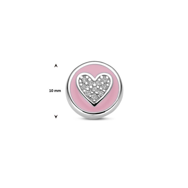 hanger hartje zirkonia en roze emaille zilver gerhodineerd - Afbeelding 4