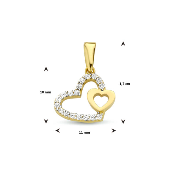 hanger hartjes zirkonia 14K geelgoud - Afbeelding 4