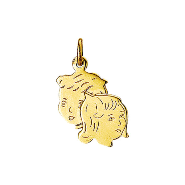 hanger jongen en meisje 20 x 12 mm 14K geelgoud