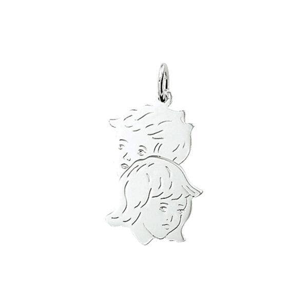 hanger jongen en meisje 25,5 x 16 mm zilver wit