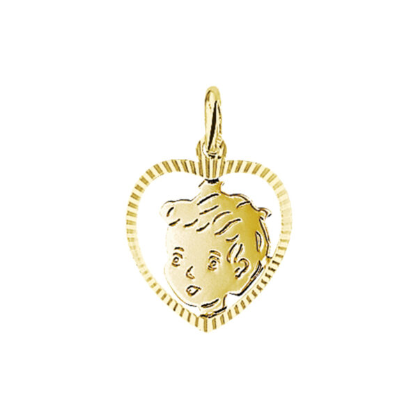 hanger jongen hart gediamanteerd 19 x 16 mm 14K geelgoud