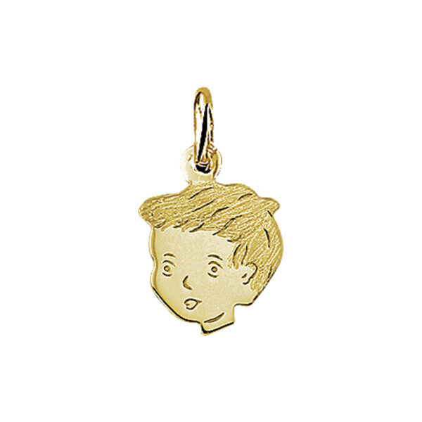 hanger jongen poli/mat 15 x 11,5 mm 14K geelgoud