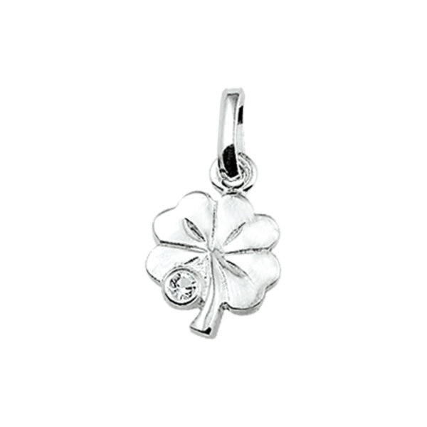 hanger klavertje strass zilver wit