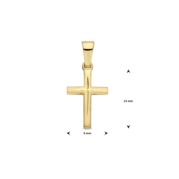 hanger kruis mat gediamanteerd 13 mm 14K geelgoud - Afbeelding 4