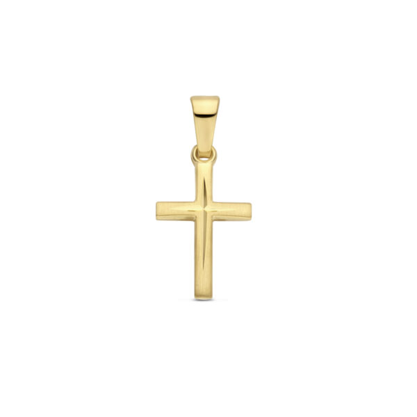 hanger kruis mat gediamanteerd 13 mm 14K geelgoud